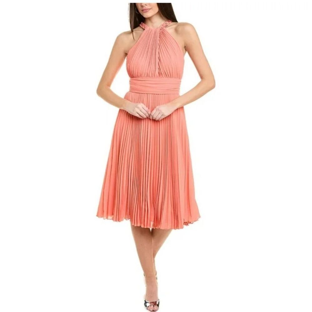 Ungaro Amanda Pleated Halter Midi Dress, NWT Size Medium